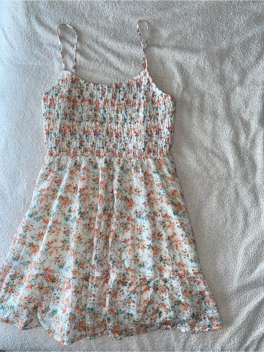 American Eagle Floral Smocked Mini Dress Spaghetti Strap Size M
